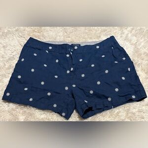 British Khaki Women’s Size 12 Blue Nautical White Pattern Shorts EUC